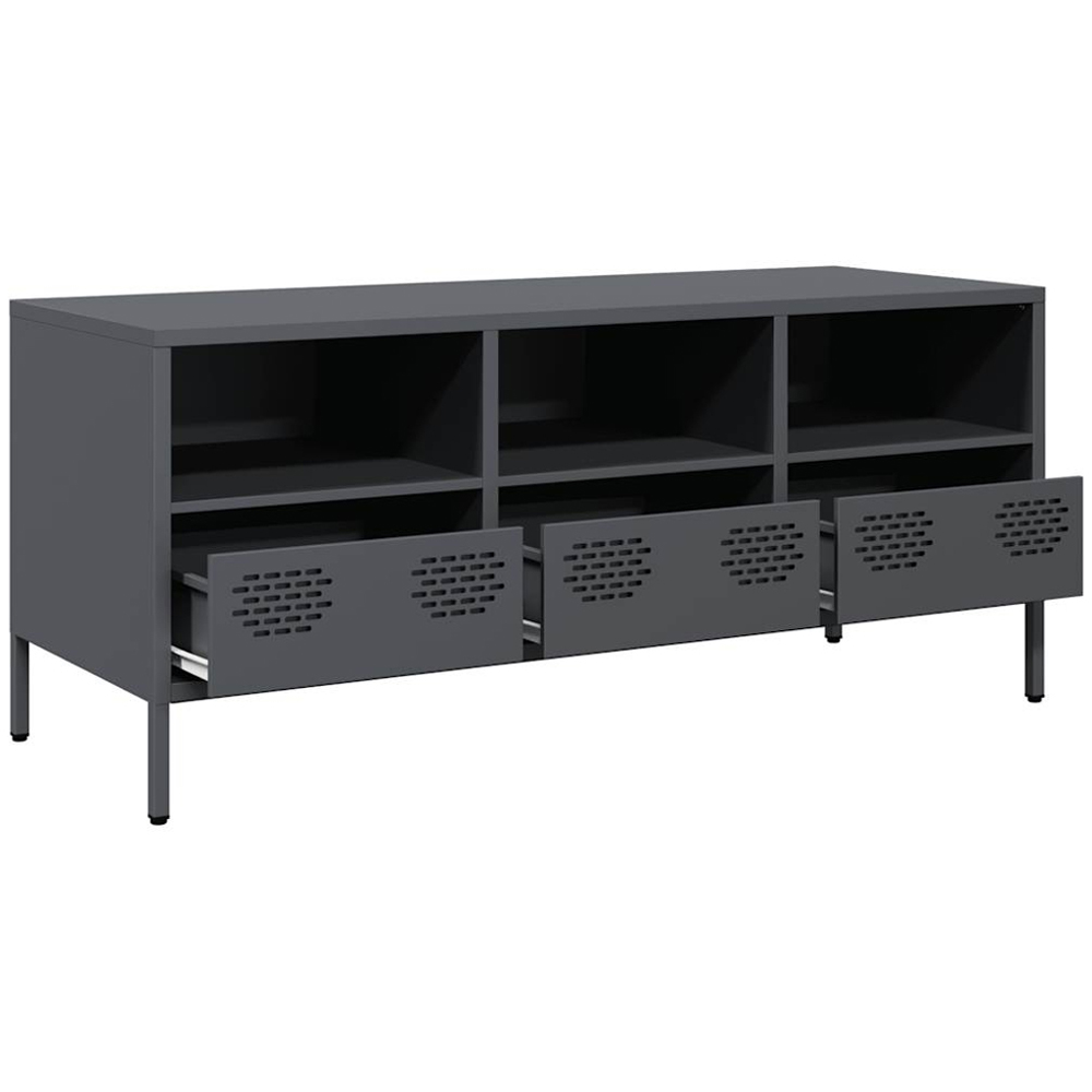 vidaXL 3 Drawer 3 Shelf Anthracite Steel TV Cabinet Image 4