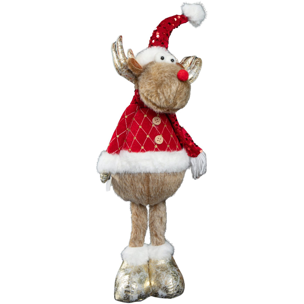 Samuel Alexander Standing Plush Golden Blitzen Reindeer Christmas Decoration 58cm Image