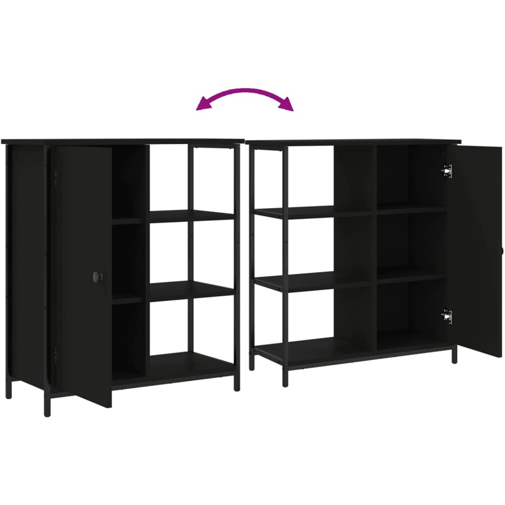 vidaXL Single Door 3 Shelf Black Wooden Sideboard Image 9