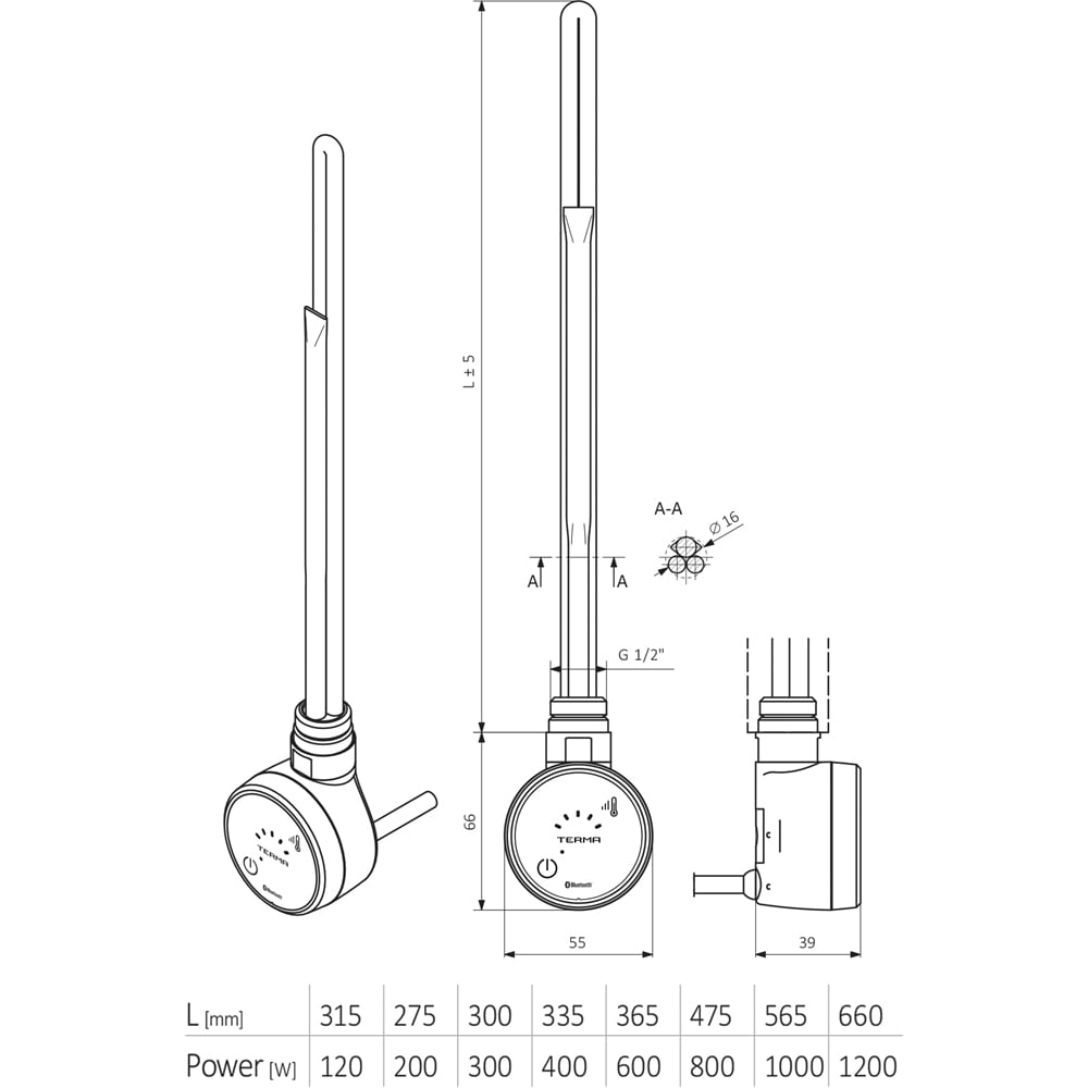 Terma MOA Blue Black Heating Element 1200W Image 6