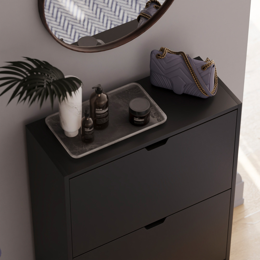 Vida Designs 2 Drawer Black Shoe Cabinet Image 3