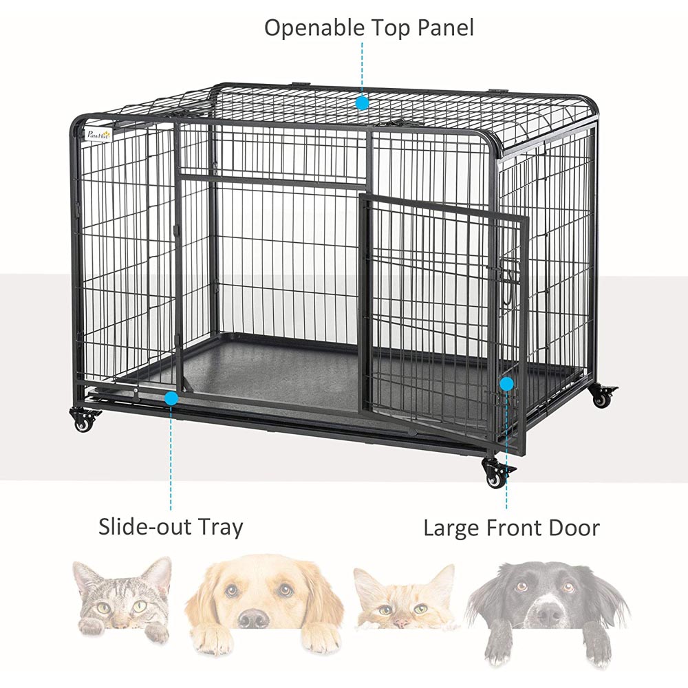 PawHut 125 x 76 x 81cm Metal Dog Cage Kennel Image 6