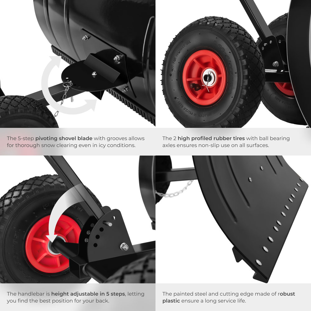 tectake Height Adjustable Snow Shovel on Wheels Muttler Image 4