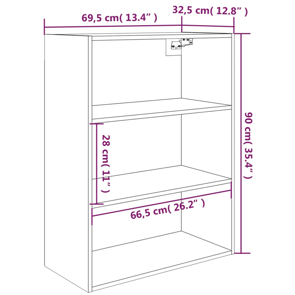 vidaXL 3 Shelf White Wall Mounted Cabinet Image 8
