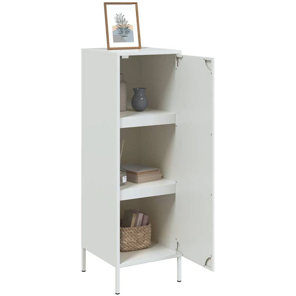 vidaXL Single Door White Steel Highboard Image 5