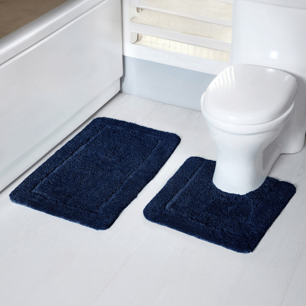 Mayfair Navy Micro Fibre Bath Mat Set Image 2