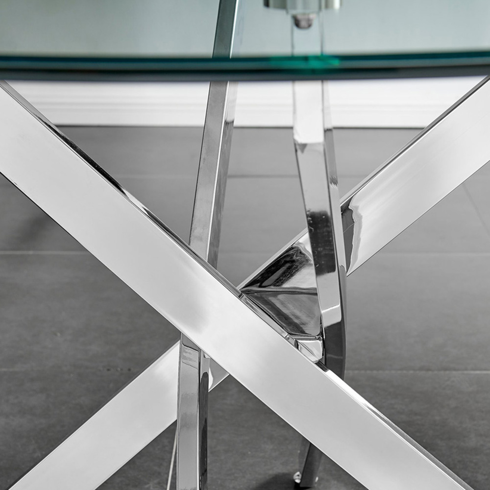 Furniturebox Arona Cesano 6 Seater Round Dining Set Grey and Chrome Image 5