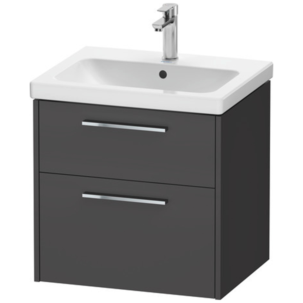 Duravit D-Code 2 Drawer Matt Graphite Wall Hung Vanity Unit 584 x 460mm Image 1