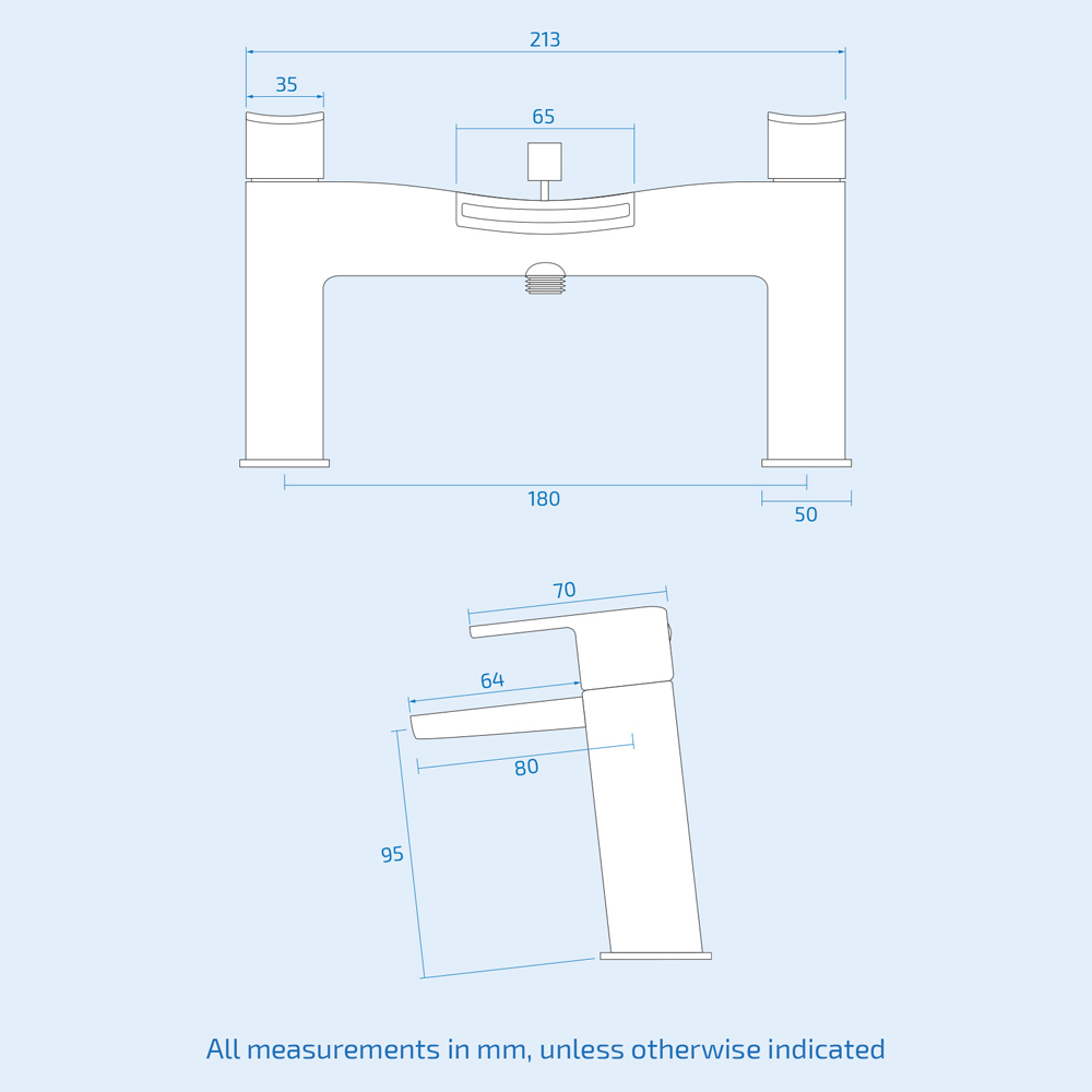 Nes Home Wilpa Chrome Basin Mixer and Bath Shower Mixer Tap with Waste Image 3