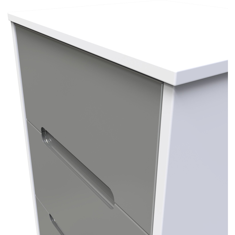 Crowndale Monaco 3 Drawer Grey Gloss and White Bedside Cabinet Ready Assembled Image 5