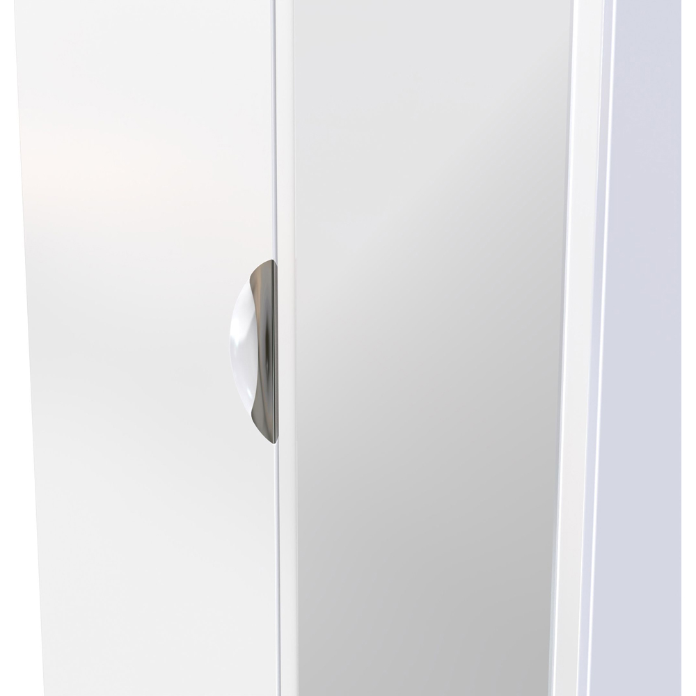 Crowndale Camden 2 Door White Gloss and White Mirrored Wardrobe Ready Assembled Image 6