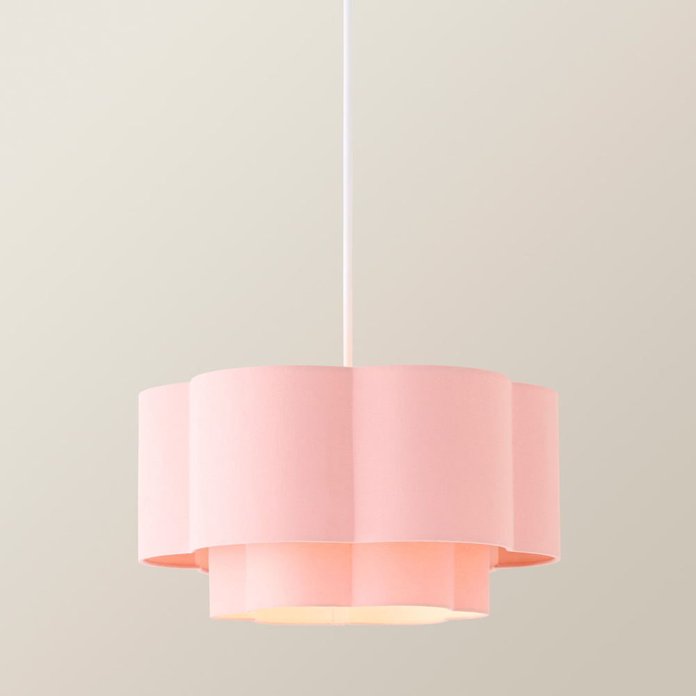 ValueLights Nora 2-Tier Pink Linen Scallop Lamp Shade 45cm Image 4