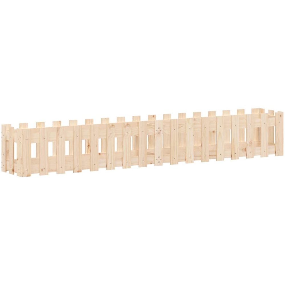 vidaXL Natural Pine Wood Fence Design Raised Garden Bed 30 x 30 x 200cm Image 1