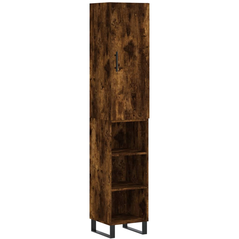 vidaXL Single Door 3 Shelf Smoked Oak Highboard Image 2