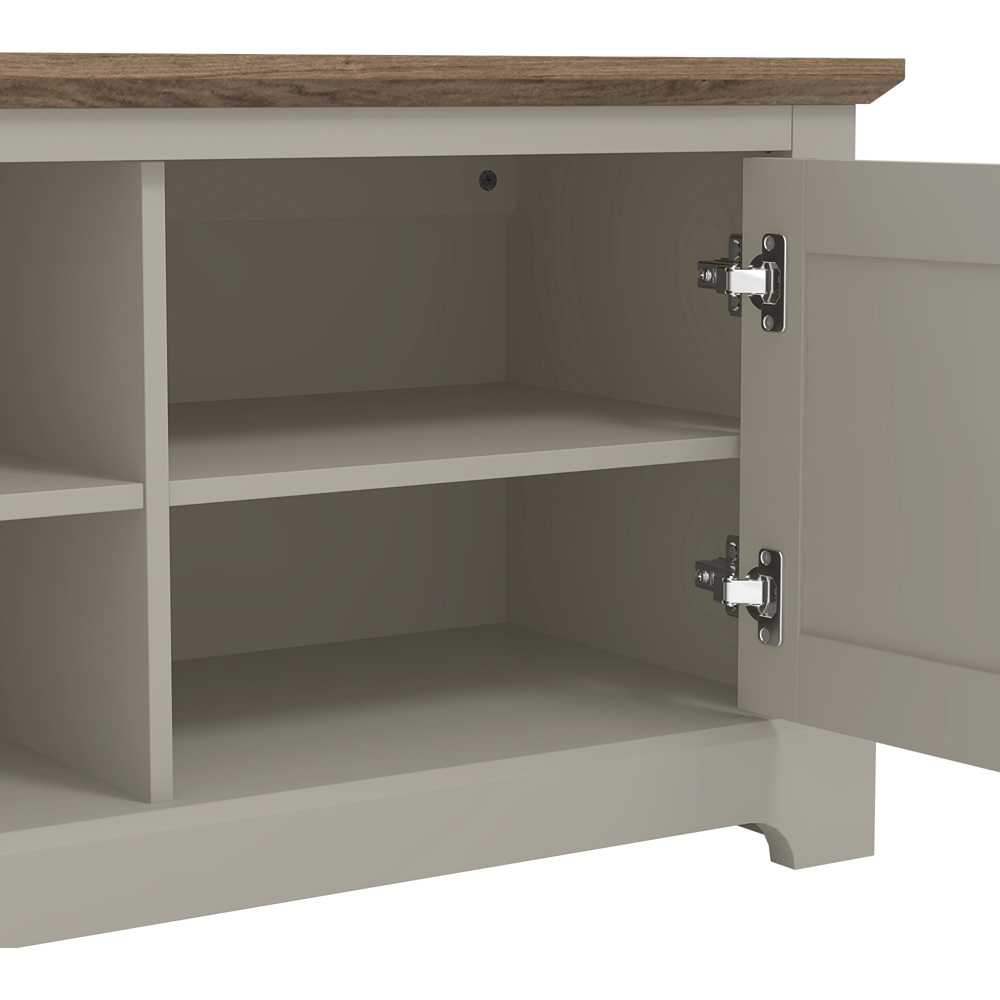 GFW Salcombe 2 Door 2 Shelf Light Grey TV Unit Image 5