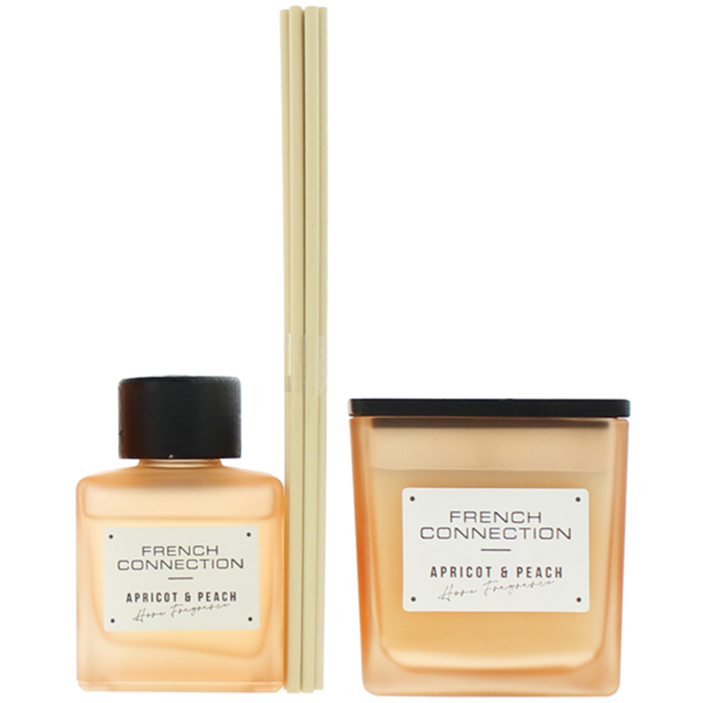 French Connection Apricot and Peach Diffuser and Scented Candle 2 Piece Gift Set Image 2