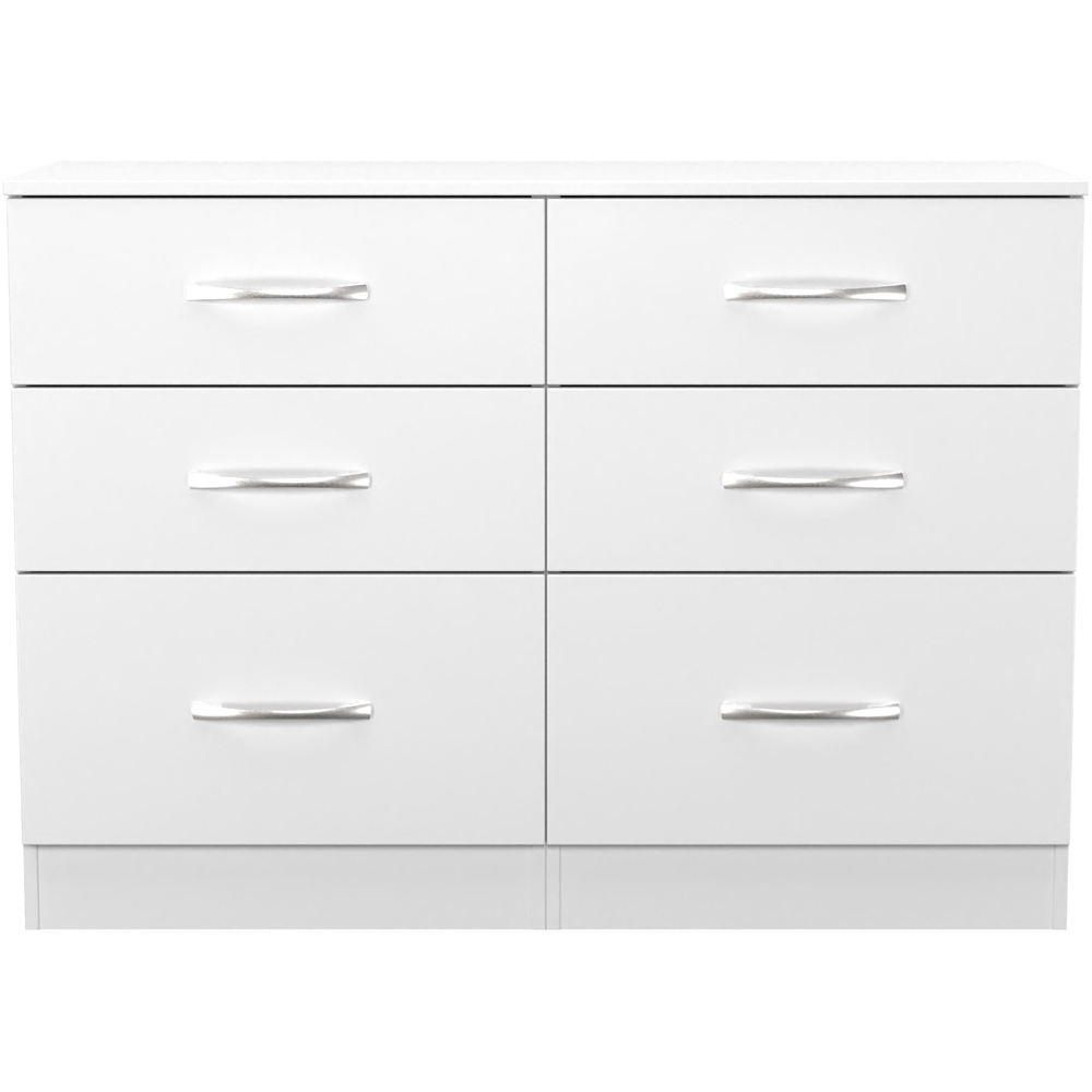Crowndale Avon 6 Drawer Matt White Wide Chest of Drawers Ready Assembled Image 2