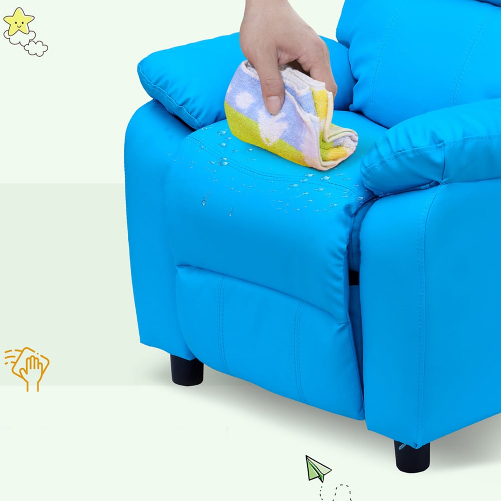 HOMCOM Kids Single Seat Blue Sofa Image 4