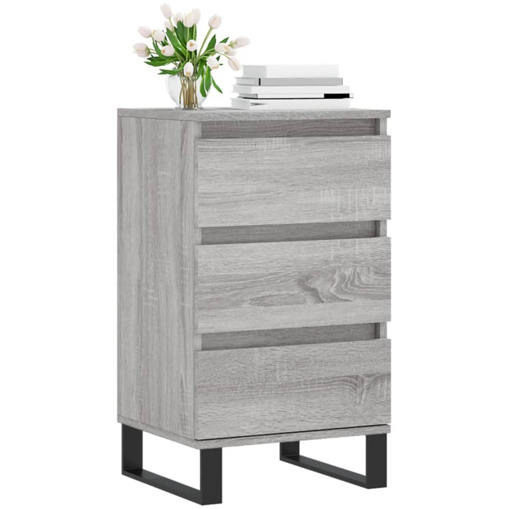 vidaXL 3 Drawer Grey Sonoma Sideboard Image 3