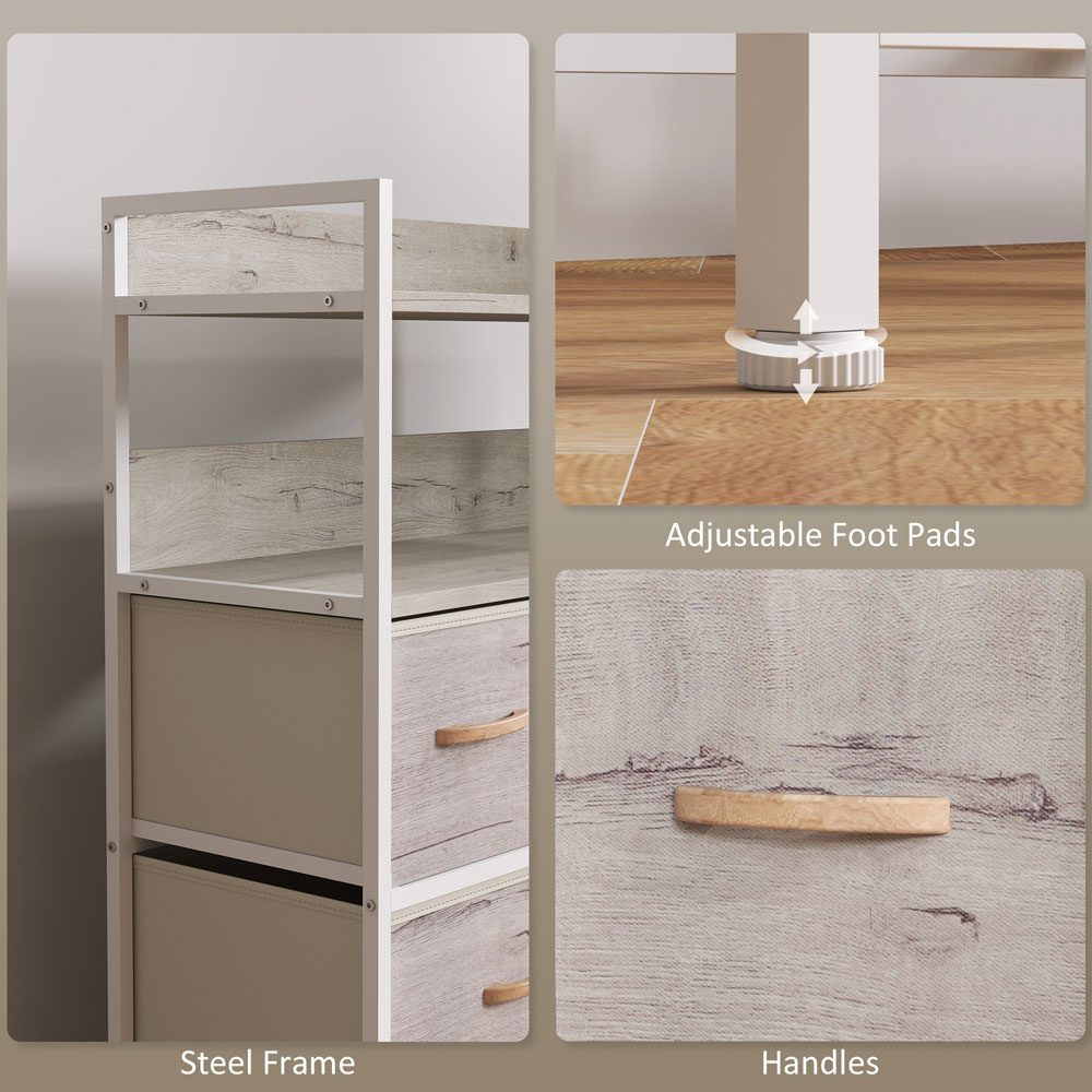 HOMCOM 7 Drawer Natural Bedroom Chest of Drawers Image 7