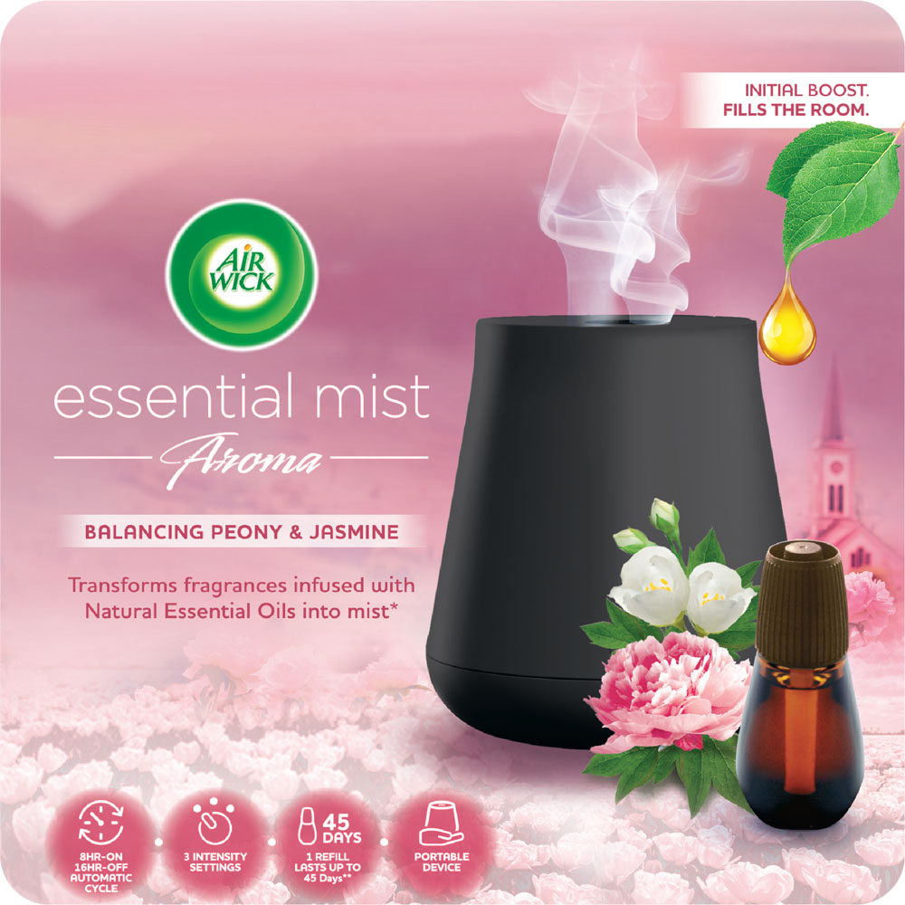 Air Wick Peony and Jasmine Essential Mist Diffuser Kit 20ml Image 1