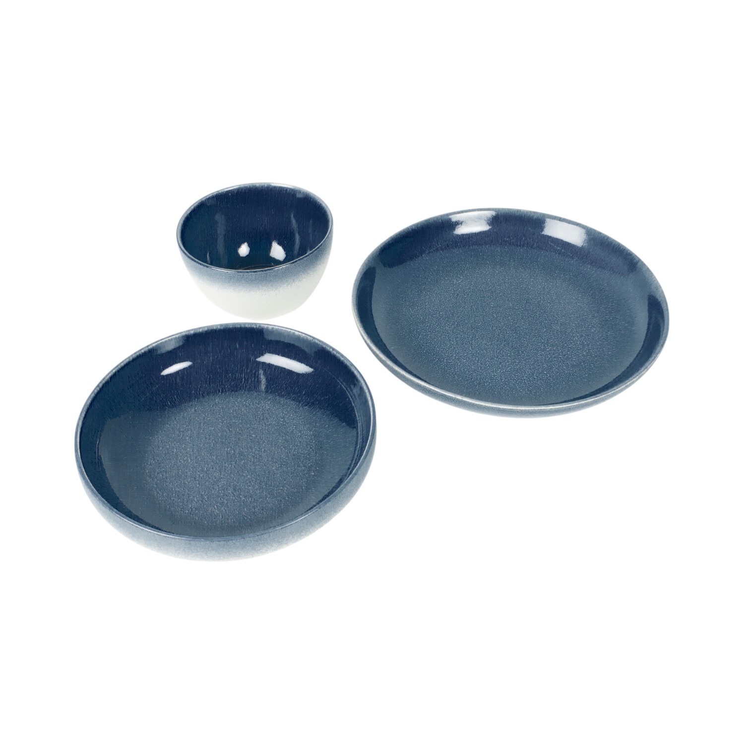 12 Piece Ombre Blue Textured Dinner Set Blue Image 6