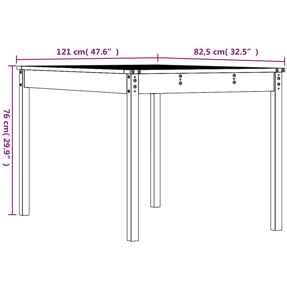 vidaXL 4 Seater Solid Douglas Wood Garden Dining Table Natural Image 7