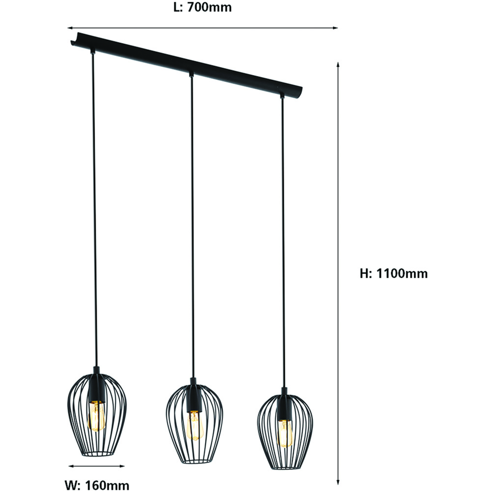 EGLO Newtown Black 3 LED Metal Pendant Light Image 4