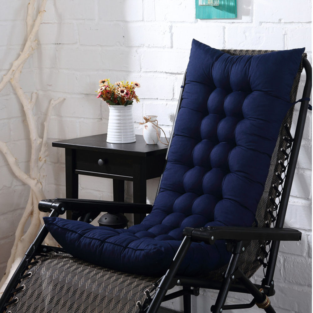 Living and Home Dark Blue Thick Soft Chaise Lounge Garden Chair Cushion Image 4
