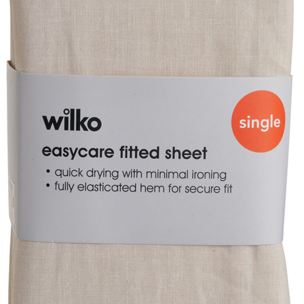 Wilko Easy Care Single Beige Fitted Bed Sheet Image 3