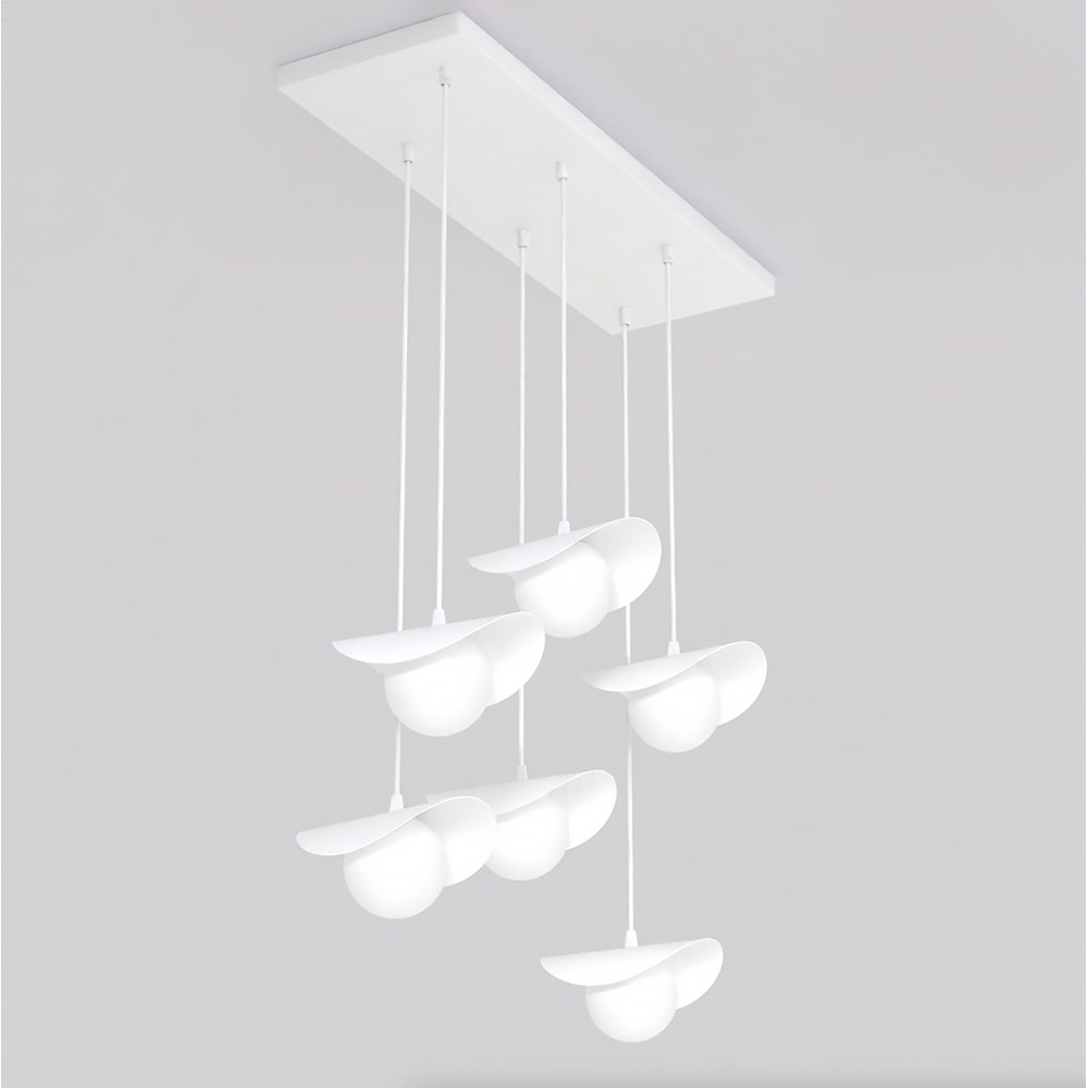 Emibig Ritual 6 Light White Shade White Pendant Lamp Image 3