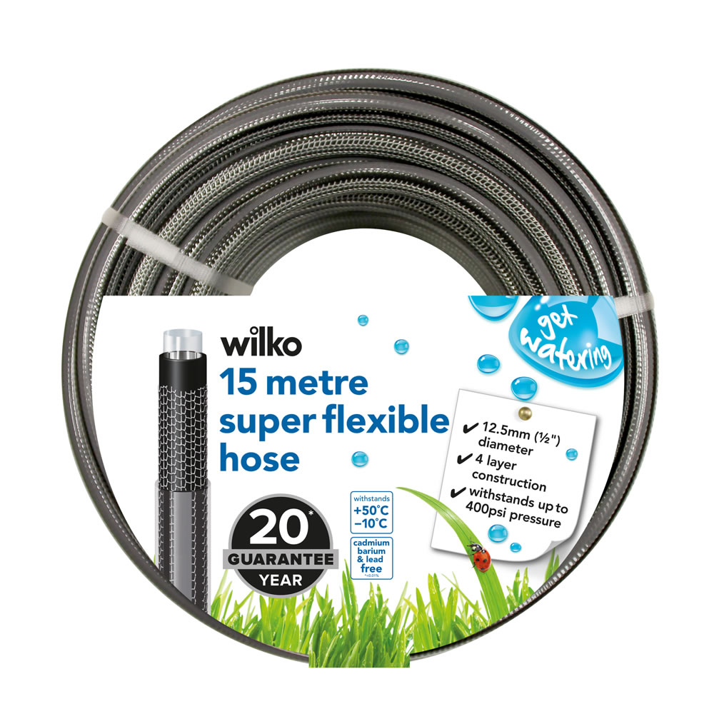 Wilko Garden Hose Super Flexible 15m Wilko