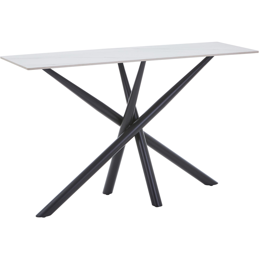wilko Arlo White Wood Grain Ceramic Console Table Image 3