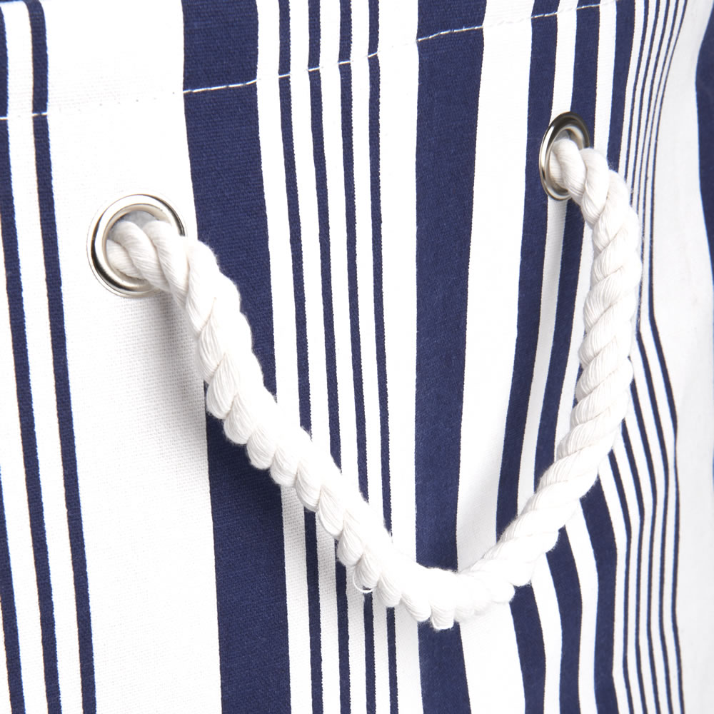 Wilko Blue and White Striped Laundry Bag Wilko