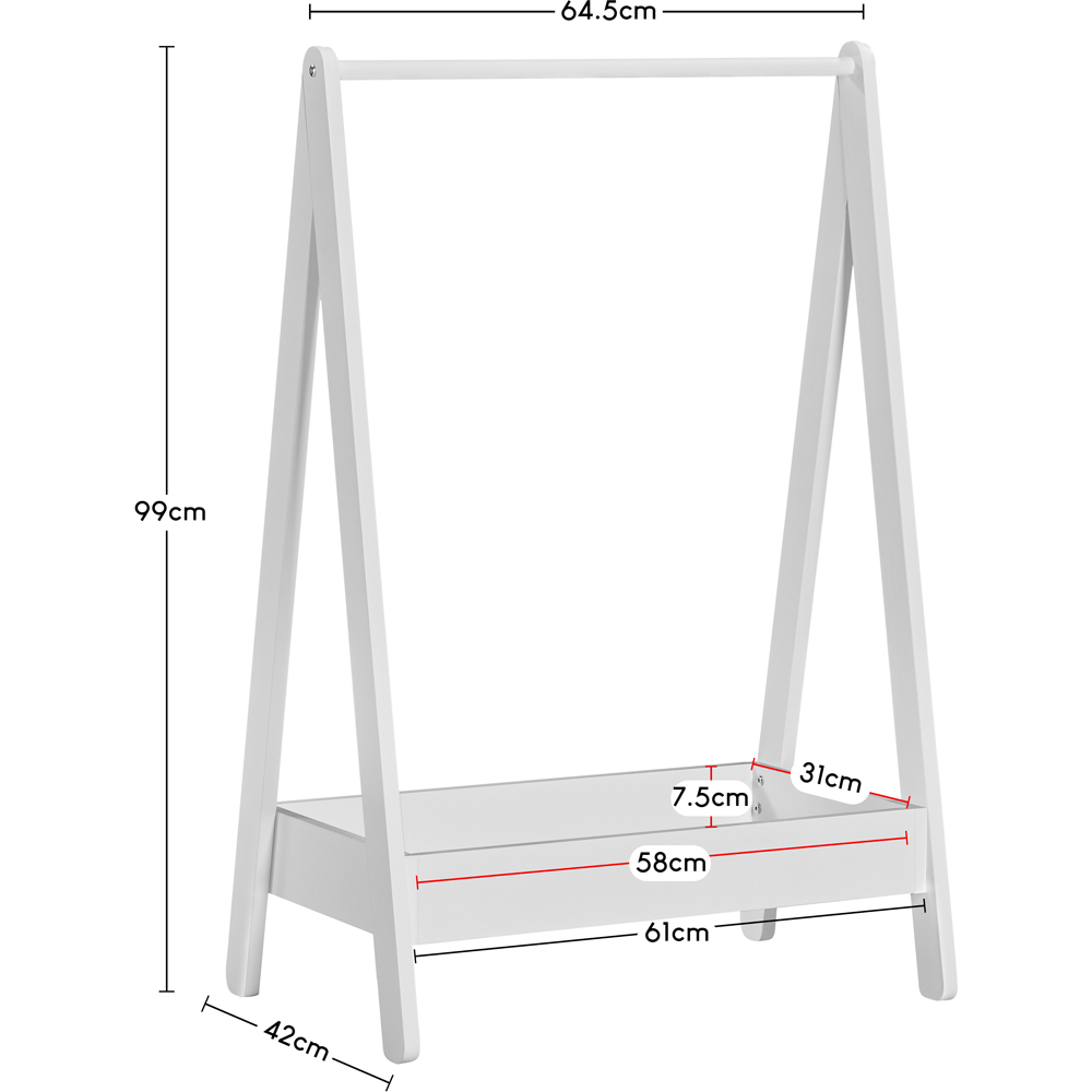 JUNIOR VIDA White Kids Clothes Rack with Storage Shelf Image 9