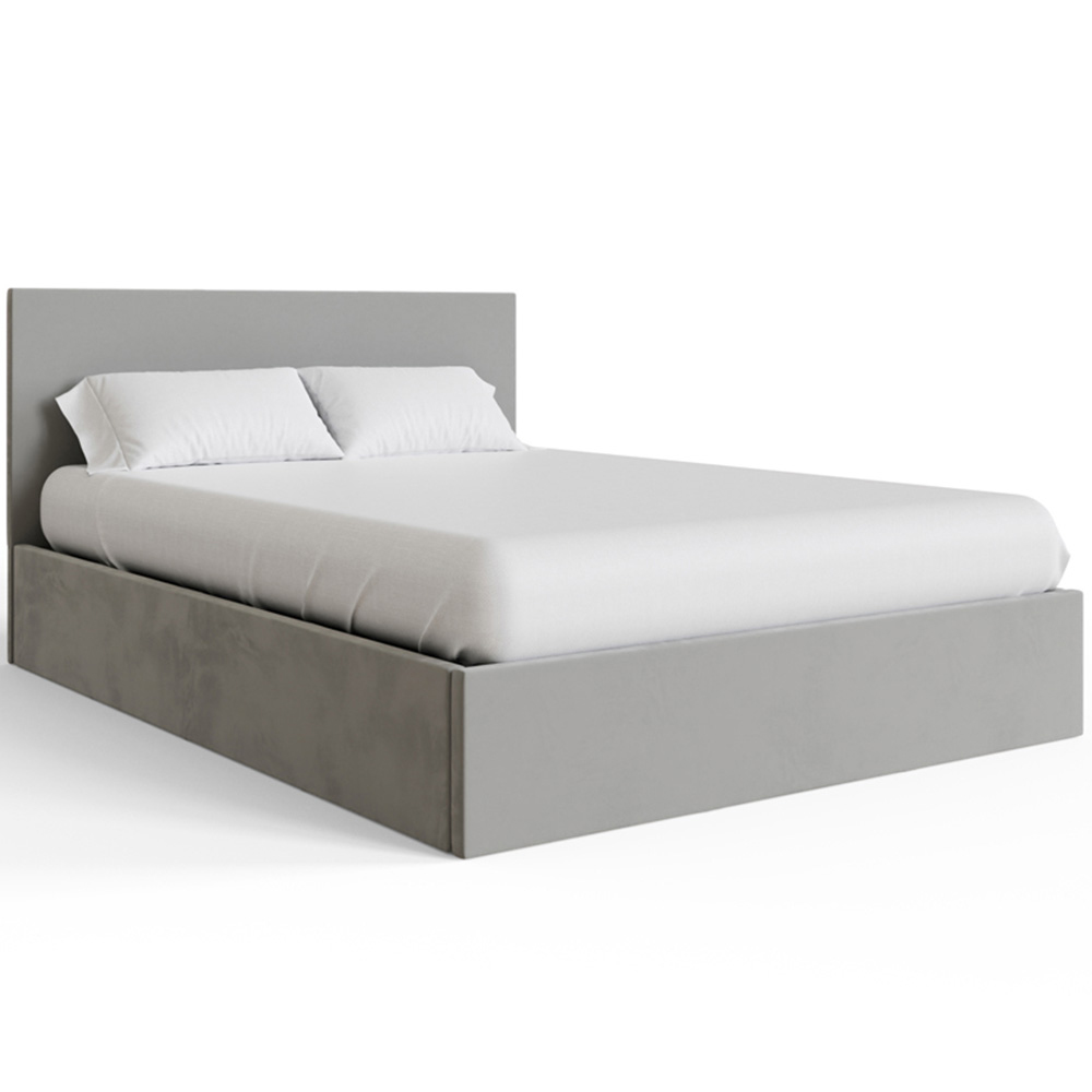 GFW Double Charcoal Grey Velvet End Lift Ottoman Bed with Memory Pocket Spring Mattress Image 3