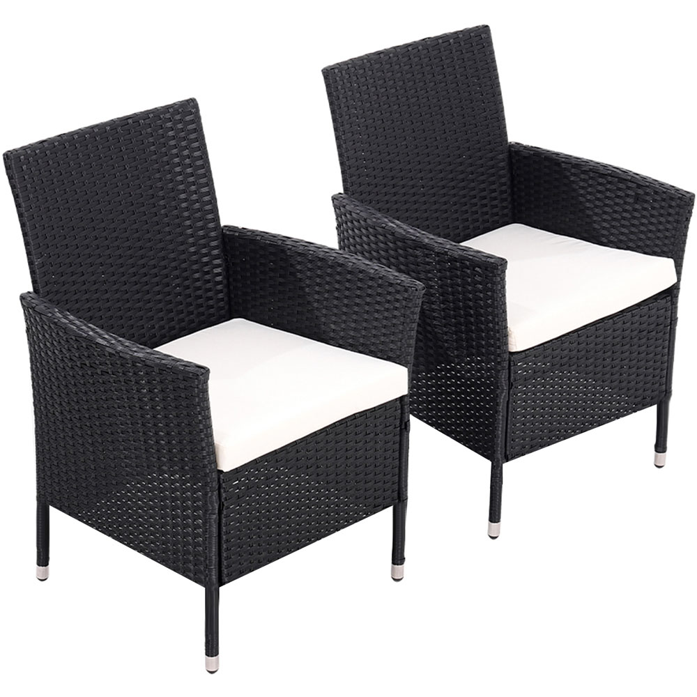 Living and Home Set of 2 Rattan Chair with Cushioned Seat Image 2