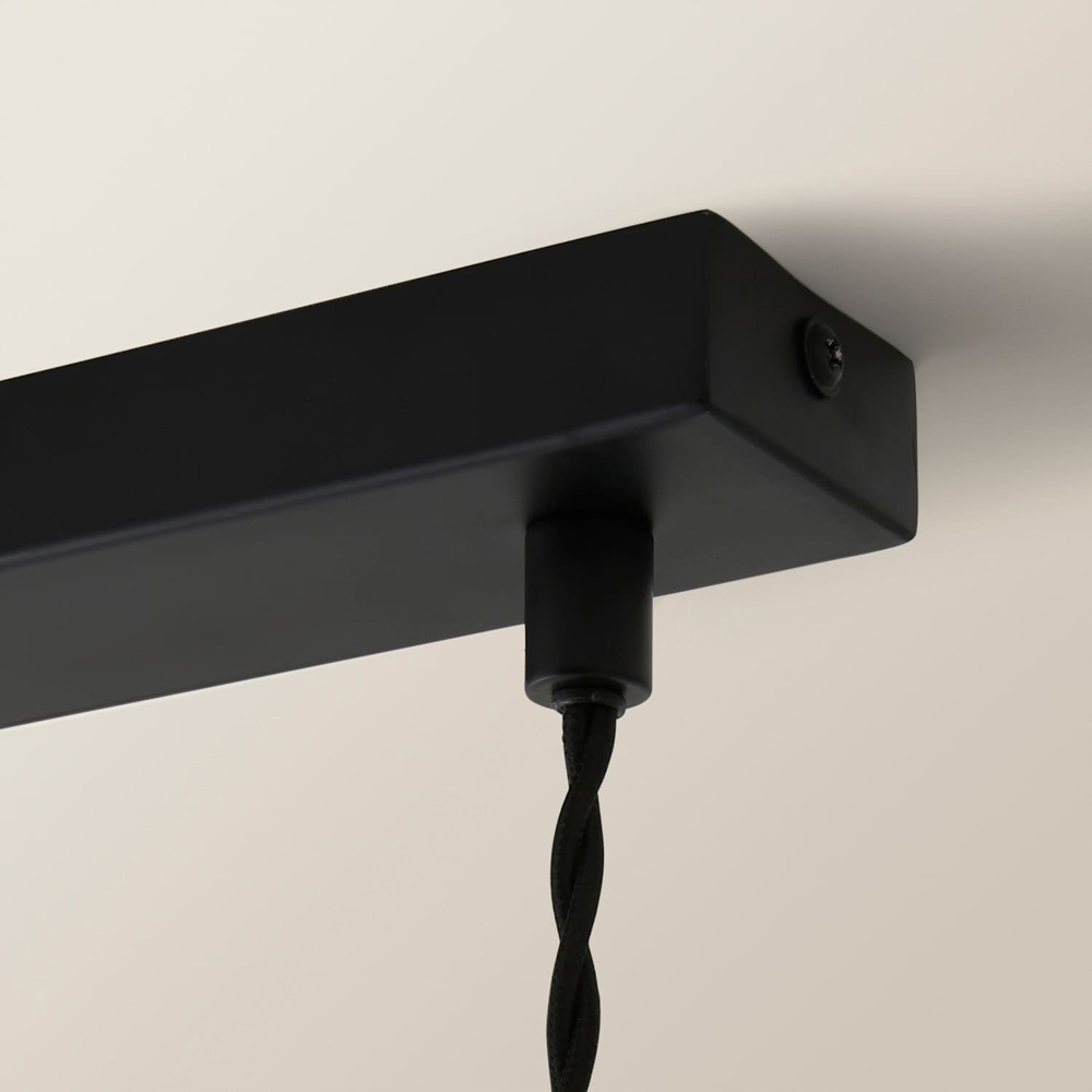 ValueLights Cheltenham Ribbed Shades Matte Black 3 Drop Bar Ceiling Light with Bulbs Image 3