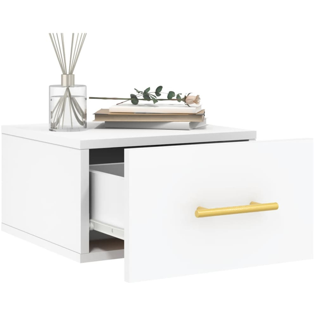 vidaXL Single Drawer White Wall Mounted Bedside Cabinet Image 4