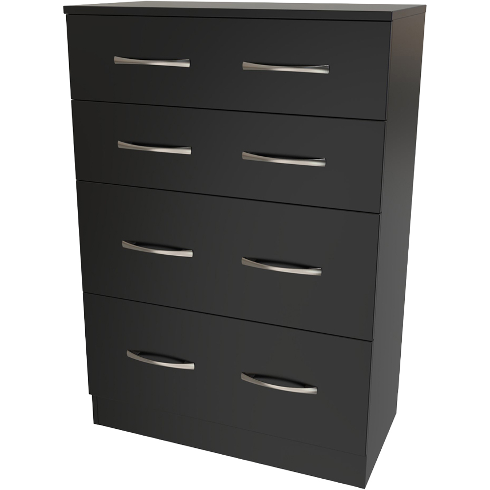 Crowndale Avon 4 Drawer Matt Black Deep Chest of Drawers Ready Assembled Image 4