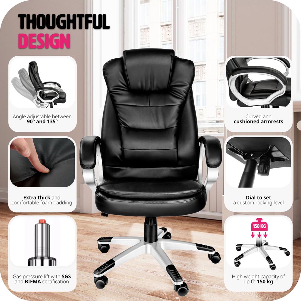 tectake Zulu Black Height Adjustable Ergonomic Office Chair Image 7