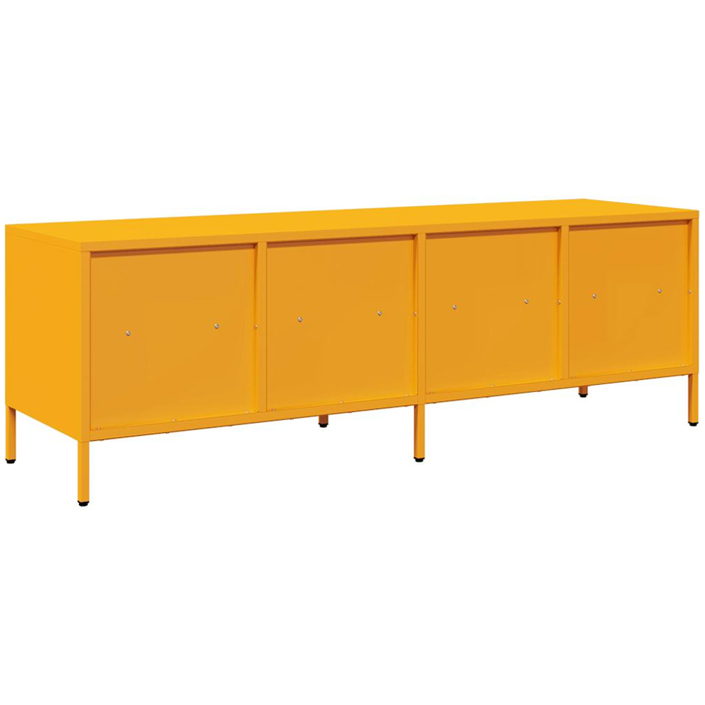 vidaXL 4 Drawer 4 Shelf Mustard Yellow Cold-Rolled Steel TV Cabinet Image 7