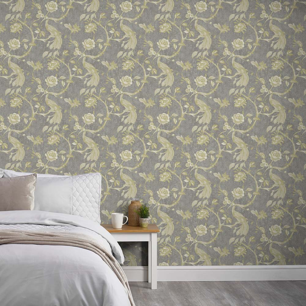 Grandeco Glistening Gold Paradise Charcoal Wallpaper By Paul Moneypenny Image 4