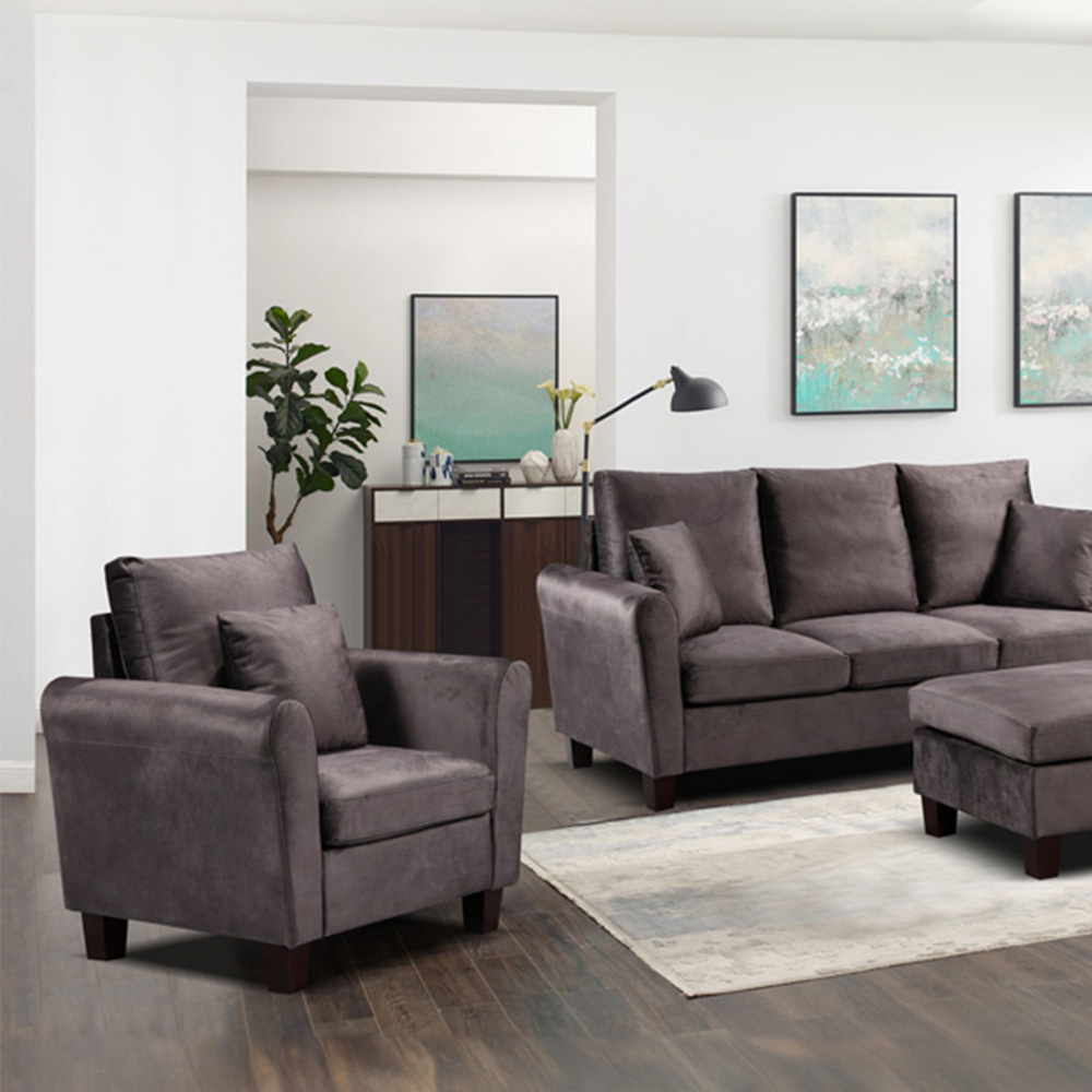 Brooklyn 6 Seater Mottled Mink Brushed Velvet Sofa Set Image 2