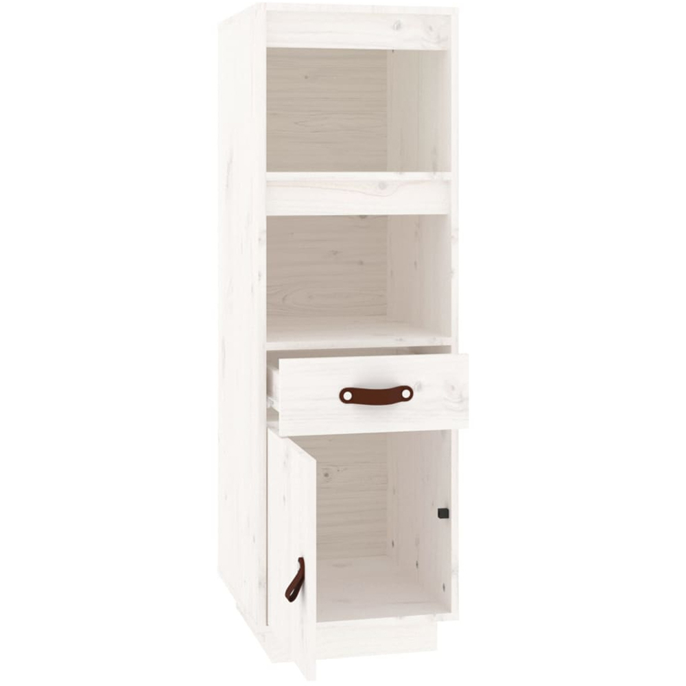 vidaXL Single Door Single Drawer 2 Shelf White Solid Pine Wood Highboard Image 6