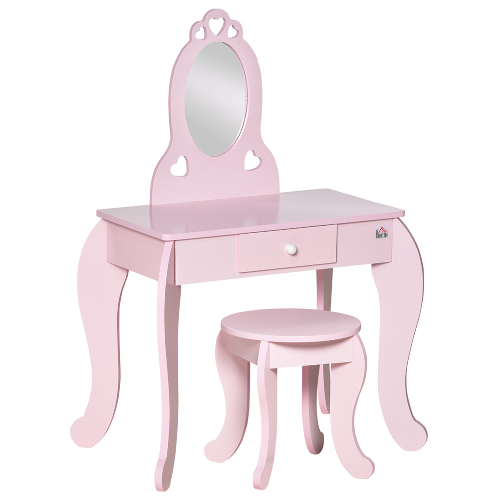 HOMCOM Kids Dressing Table with Stool Image 1