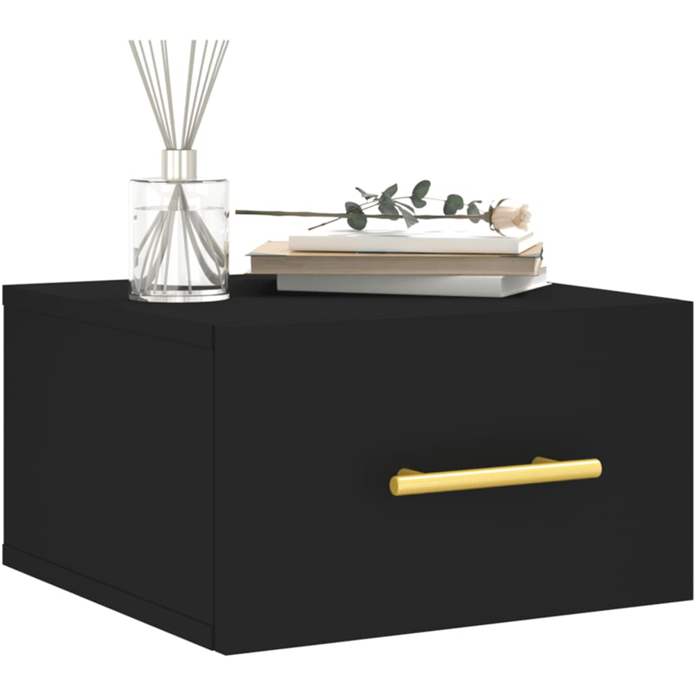 vidaXL Single Drawer Black Wall Mounted Bedside Table Image 3