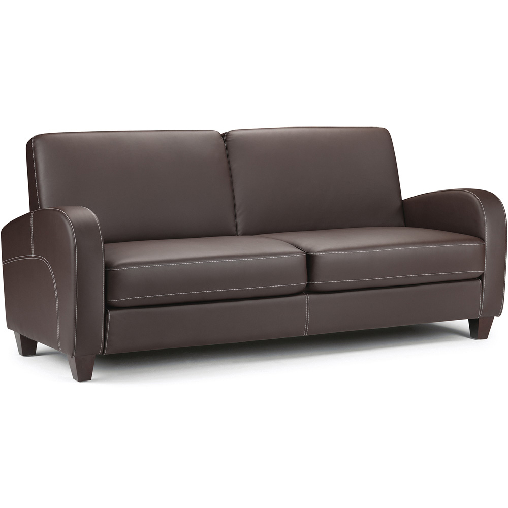 Julian Bowen Vivo 3 Seater Brown Faux Leather Sofa Image 2