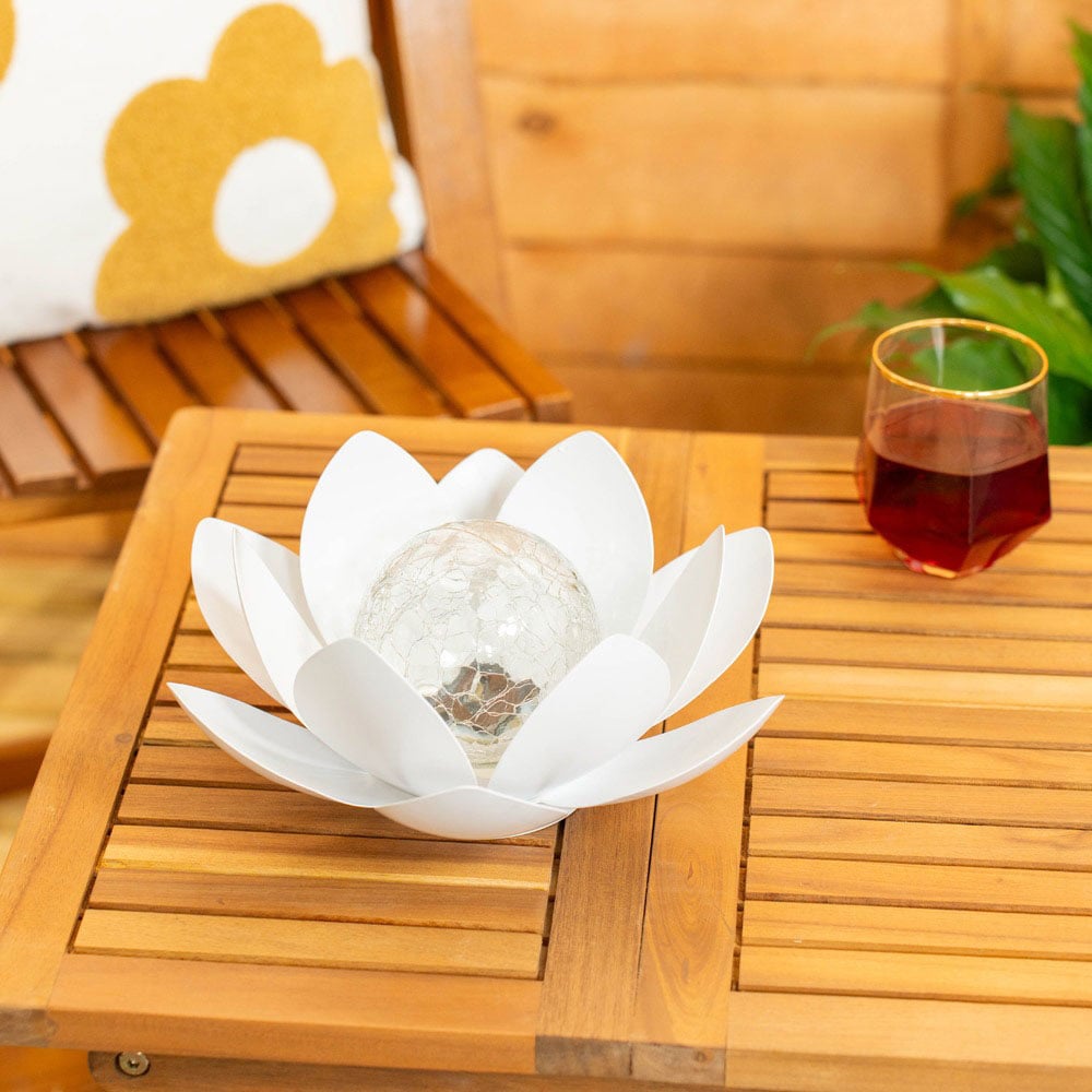 ValueLights Waterlily White Lotus Flower Solar Powered Outdoor Decoration Garden Light Image 3