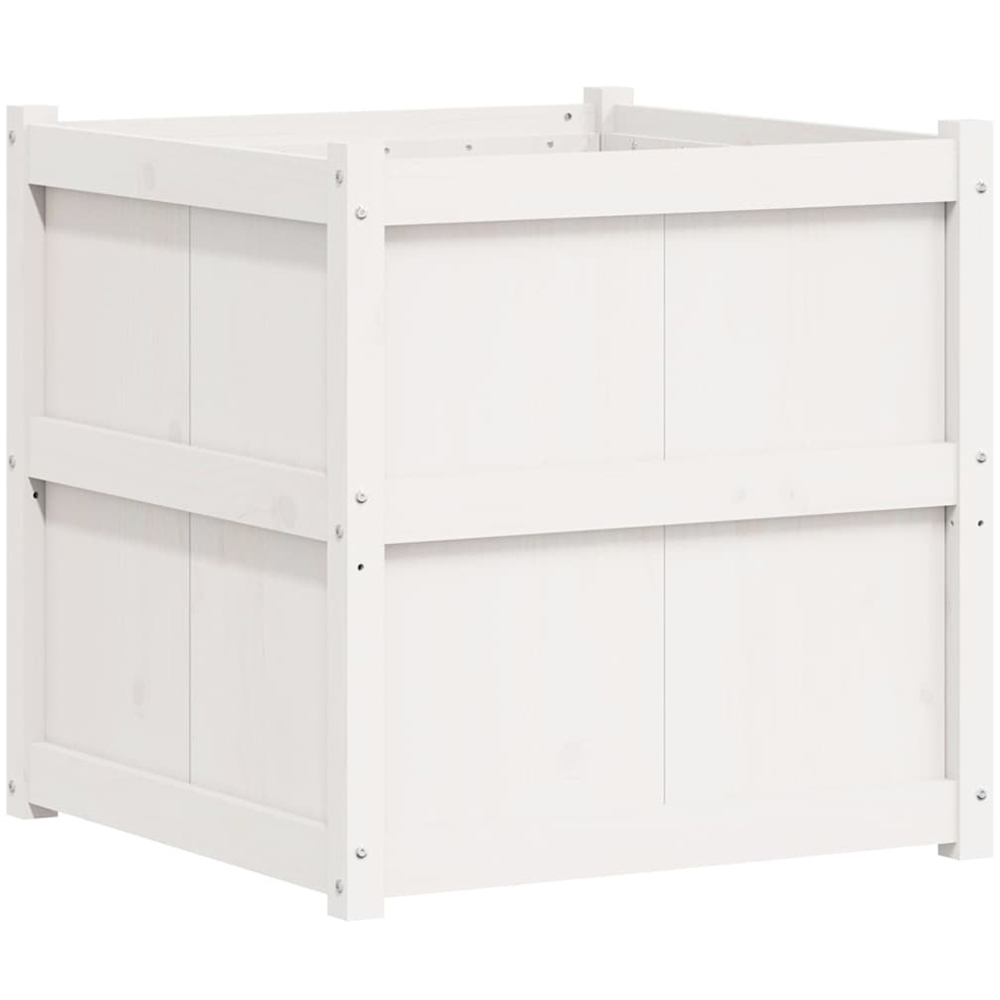 vidaXL White Solid Pine Wood Garden Planter 70 x 70 x 70cm Image 1